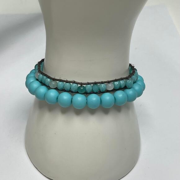 American Eagle bracelet AE with a second bracelet turquoise blue beads boho - Picture 6 of 9